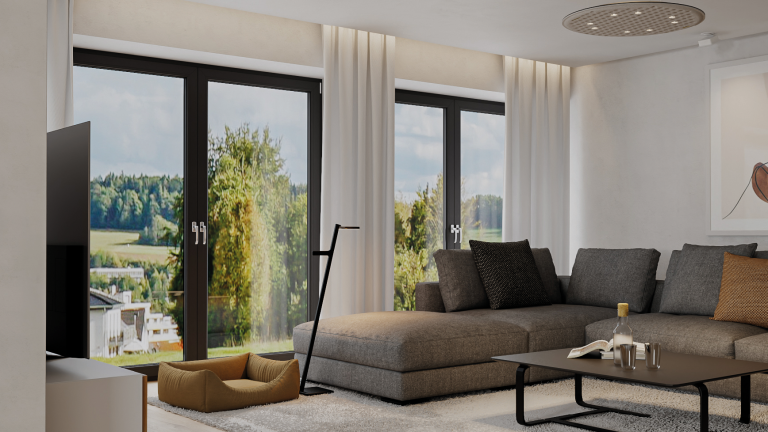 Modern living room with a lot of Hädele goods