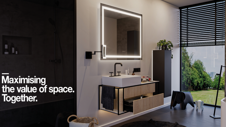 Modern bathroom with atmospheric lighting